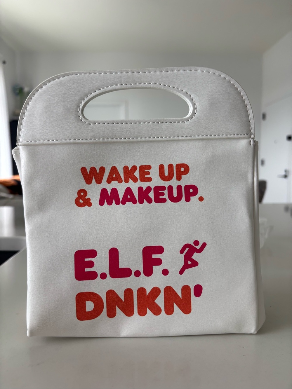 Limited edition ELF X Dunkin Donuts Collab White Cosmetic Bag